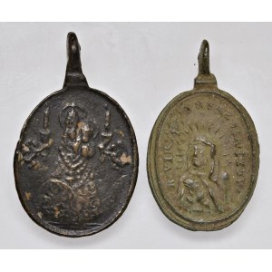 Religious Medals - RELIGIOSA. Coppia di medagliette ovali da fus...