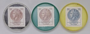 Various medals - Lot of three tokens with 100 l stamp...