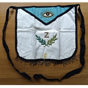Masonic decorations and objects - MASSONERIA. Grembiule massonico ricamato a ma...