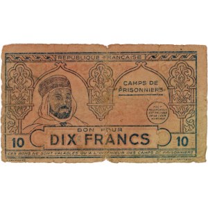 Foreign Banknotes - ALGERIA 10 Francs Camps de Prisonniers 1943 c...