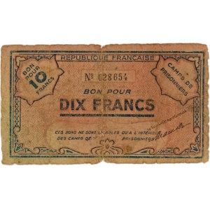 Foreign Banknotes - ALGERIA 10 Francs Camps de Prisonniers 1943 c...