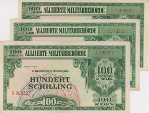 Foreign Banknotes - AUSTRIA 1944 Allied Occupation: 3 banknotes...
