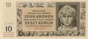 Foreign Banknotes - BOEMIA AND MORAVIA 10 Korun 1942 Specimen pick#...