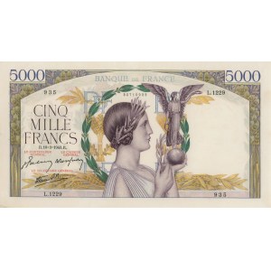 Foreign Banknotes - FRANCIA 5000 Francs 18-03-1943 pick#97a Forel...