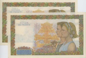 Foreign Banknotes - FRANCE 500 Francs 01-10-1942 pick#95b 2 exem...
