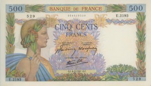 Foreign Banknotes - FRANCE 500 Francs 26-02-1941 pick#95b...