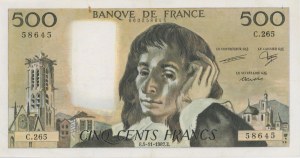 Foreign Banknotes - FRANCE 500 Francs Pascal pick#156f...