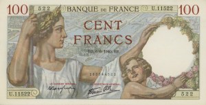 Foreign Banknotes - FRANCE 100 Francs 06-06-1940 pick#94...