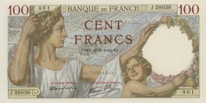 Foreign Banknotes - FRANCE 100 Francs 29-01-1942 pick#94...