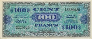 Foreign Banknotes - FRANCE 100 Francs Allied Occupation 1944 p...