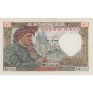 Foreign Banknotes - FRANCE 50 Francs 18-12-1941 pick#93 Light ...