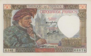 Foreign Banknotes - FRANCE 50 Francs 18-12-1941 pick#93 Light ...