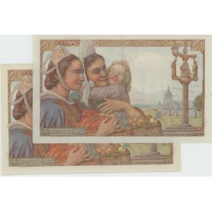 Foreign Banknotes - FRANCIA 20 Francs 28-01-1943 lotto di 2 esemp...