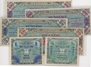Foreign Banknotes - GERMANY 1944 Allied Occupation: Lot of 6...