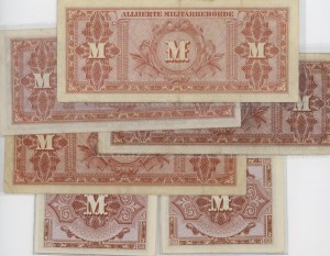 Foreign Banknotes - GERMANY 1944 Allied Occupation: Lot of 6...