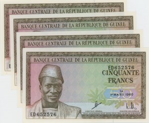 Foreign Banknotes - GUINEA 50 Francs 1960 pick#12a 4 specimens co...