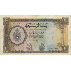 Foreign Banknotes - LIBIA 10 Pounds 1963 pick#27 Taglietti e scri...
