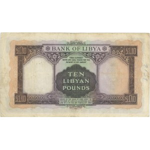 Foreign Banknotes - LIBIA 10 Pounds 1963 pick#27 Taglietti e scri...