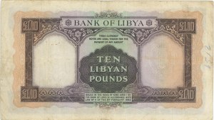 Foreign Banknotes - LIBYA 10 Pounds 1963 pick#27 Cut-outs and scri...