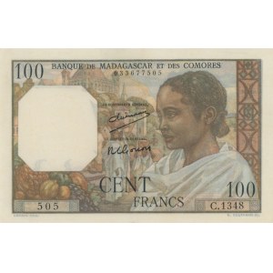 Foreign Banknotes - MADAGASCAR 100 Francs 1950-1951 pick#46a Fore...
