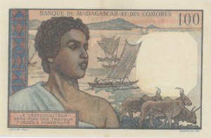 Foreign Banknotes - MADAGASCAR 100 Francs 1950-1951 pick#46a Fore...