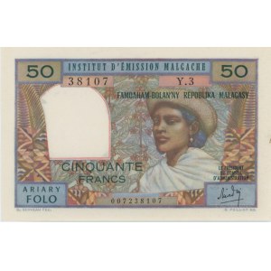 Foreign Banknotes - MADAGASCAR 50 Francs 1969 pick#61...