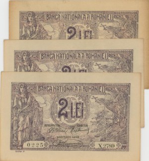 Foreign Banknotes - ROMANIA 2 Lei 1920 pick#27a (3 copies cons...