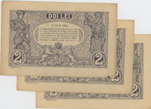 Foreign Banknotes - ROMANIA 2 Lei 1920 pick#27a (3 copies cons...