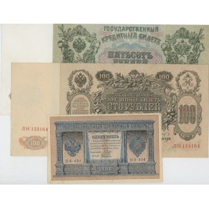 Foreign Banknotes - RUSSIA 1898-1912 lotto di 3 banconote da 1 a ...