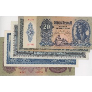 Foreign Banknotes - UNGHERIA lotto di 5 banconote da 20 a 1.000.0...