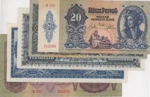 Foreign Banknotes - HUNGARY lot of 5 banknotes from 20 to 1,000.0...