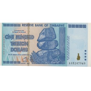 Foreign Banknotes - ZIMBABWE 100 Trillion dollars 2008 pick#91...
