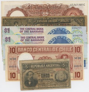 Foreign Banknotes - SOUTH AMERICA AND CARIBBEAN lot of 6 banknotes (A...