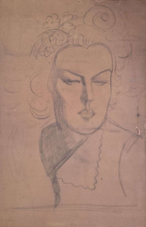 Henryk Berlewi (1894-1967), Szkic kobiety z kwiatami we włosach