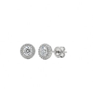 5 CT - 310 HALO ROUND DIAMOND GOLD EARRINGS