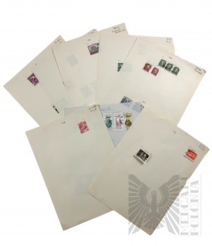 Second Polish Republic-Second World War-PRC - Set of Cards with Postage Stamps from 1938-1950.