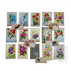 II RP/PR - Collection of Embossed Postcards with Flowers