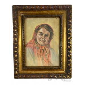 Nieznany Artysta (XX w.) - Obraz Portret Góralki, Pastel na Płótnie