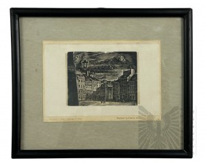 Stanislaw Luckiewicz (1900-1989) - Image Old Town Market (1955) , Woodcut print on Paper