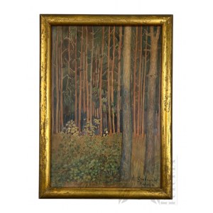 Nieznany Artysta [A. Szubowski] - Obraz Leśne Ostępy, Akwarela (?) na Papierze