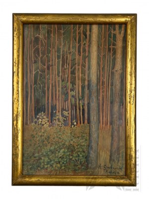 Unknown Artist [A. Szubowski] - Painting Forest Wilderness, Watercolor (?) on Paper