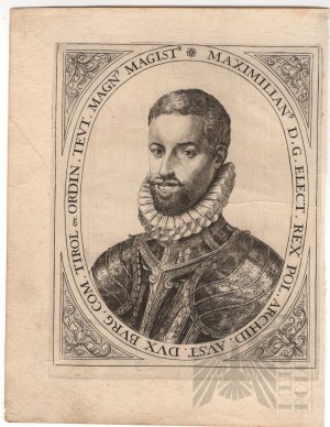 Dominucus Custos (1560 - ?) - Engraving Portrait of Maximilian III Habsburg (Early 17th Century), Printed Reproduction of Copperplate on Paper