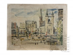 Kurt Marholz (1905-1984) - Image of Marktplatz (Markt Square), Aachen, Germany (1960), Printed Reproduction