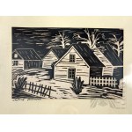 Urszula Wolszczak (20th century) - Image Rural Cottages, Linocut on Paper; Binding Central Bookstore DK, Artistic and Graphic Publishing Trade Company