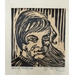 Urszula Wolszczak (20th century) - Painting Portrait of a Girl, Linocut on Paper; Binding Central Bookstore DK, Artistic and Graphic Publishing House