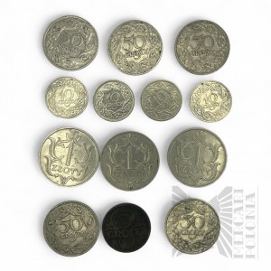 Second Republic - Set of Coins 5 Pennies, 10 Pennies, 50 Pennies and 1 Gold.