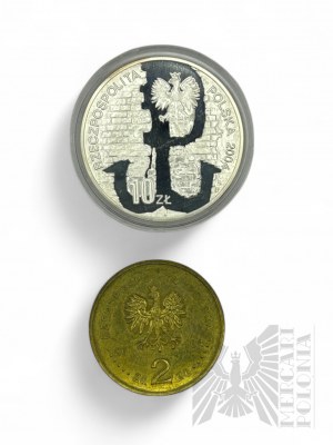 [SILVER] Third Republic, 2004. - Two Coins 60th Anniversary of the Warsaw Uprising: 10 zloty [925 Silver], 2 zloty.