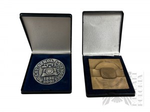 III RP - Two Commemorative Medals 80th Anniversary of Communications Schools 1921-2001 and 70th Anniversary of Polish Radio in Boxes.