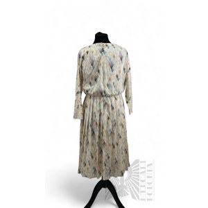 Robe plissée en losange de couleur crème Taille 40, 100% polyester
