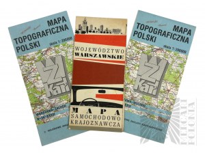 PRL - Three Maps: Topographic Map of Warsaw-East and Warsaw-West, Automobile and Tourist Map of Warsaw Province, Military Topographic Works and State Cartographic Publishing Company